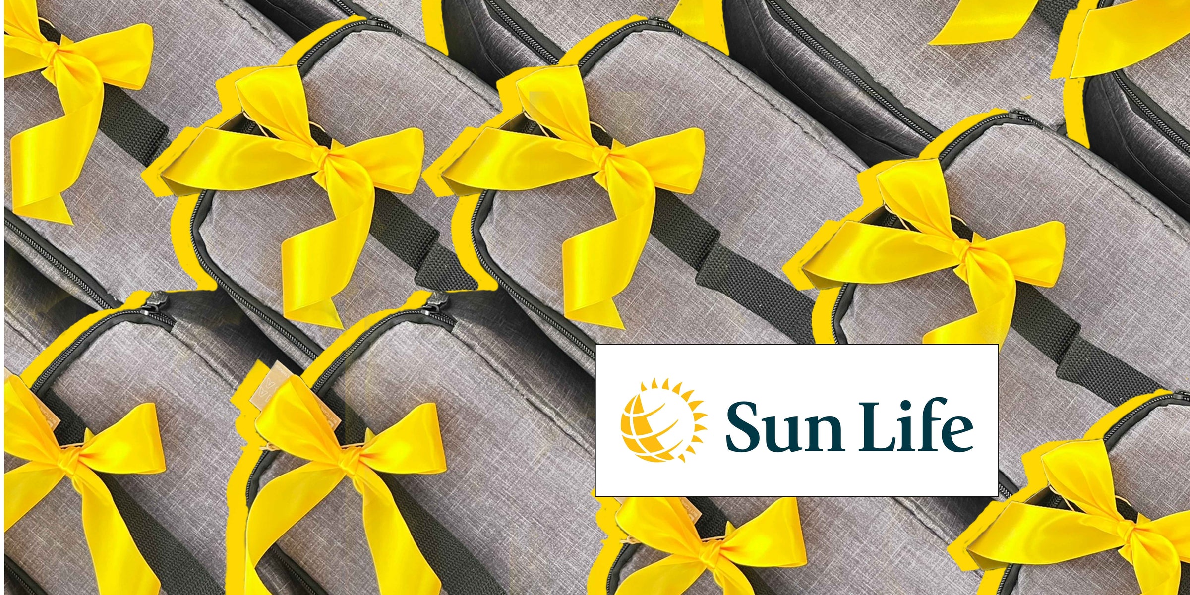 Cooler bags with yellow ribbons and the Sun Life Financial logo