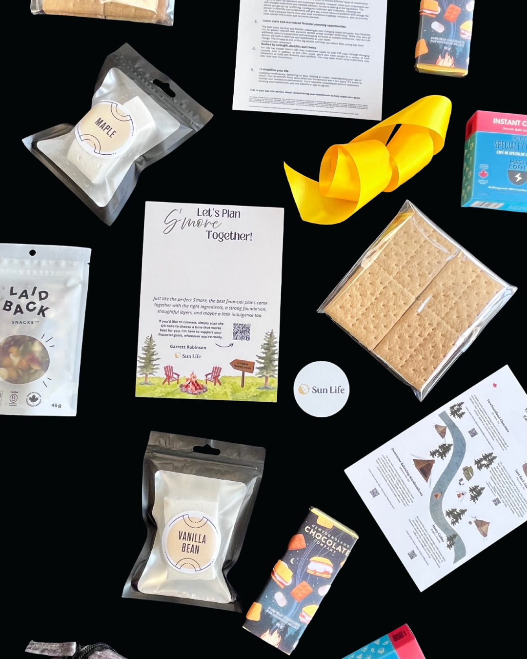 custom branded note card with s’more client message