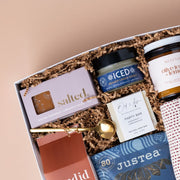 Salted caramels, Beaver Creek iced honey, natural soap, tea and a gold spoon in the Call It Home gift.